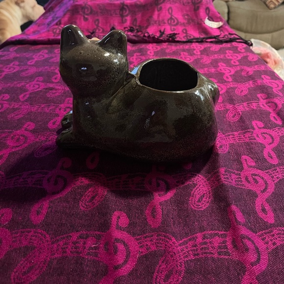 Vintage David Stewart glazed pottery Cat Planter - Picture 6 of 16